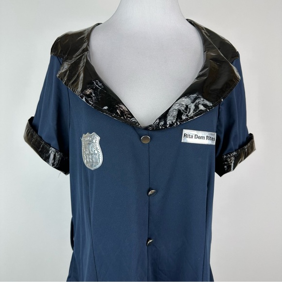 Police Costume Dress Stretch Pleated Skirt Navy Black Plus Size 18/20 - Picture 2 of 14